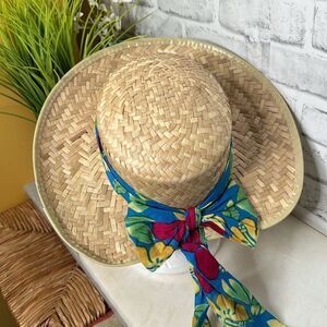 Made In Mexico Straw Summer Hat Bow Ribbon